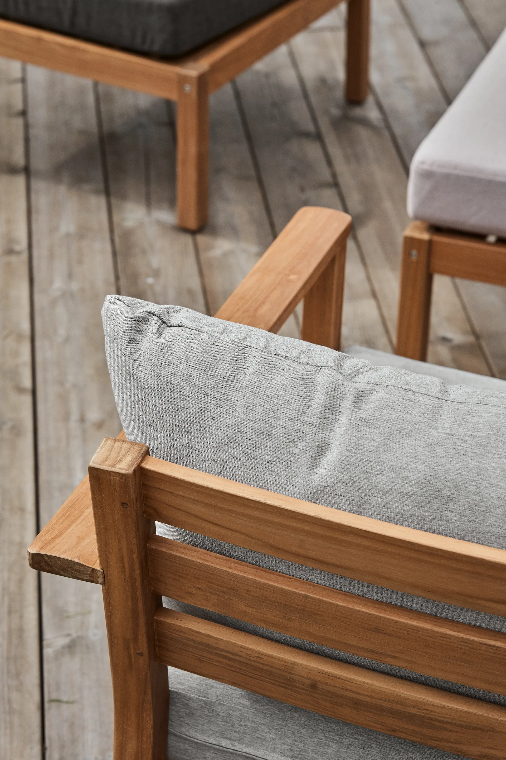 Stockaryd loungestoel teak/light grey,  1898