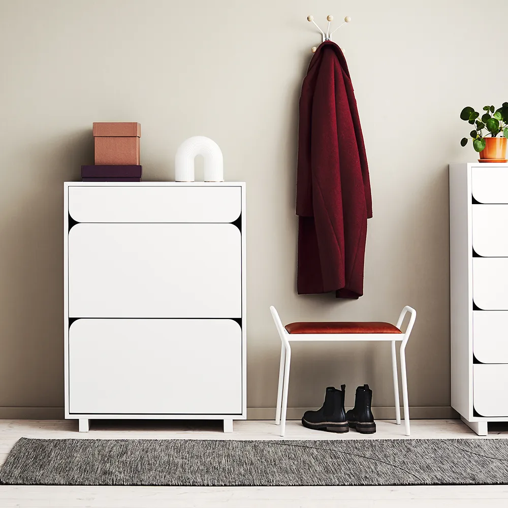 Vidja schoenenkast, witte lak, 2 vakken+1 lade 1898