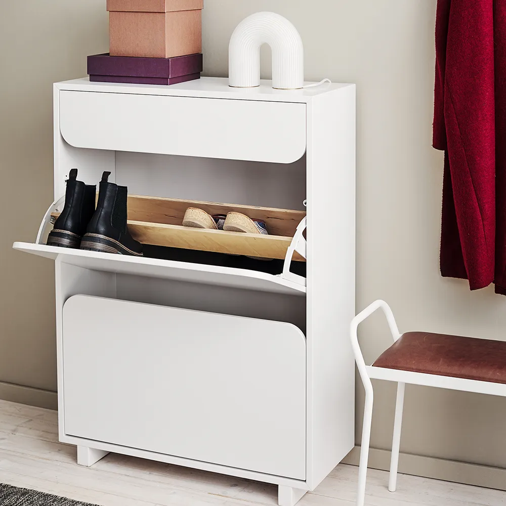 Vidja schoenenkast, witte lak, 2 vakken+1 lade 1898