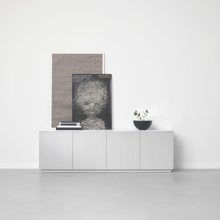 Beam sideboard - lichtgrijs, lichtgrijs onderstel, blad van carrara marmer - A2