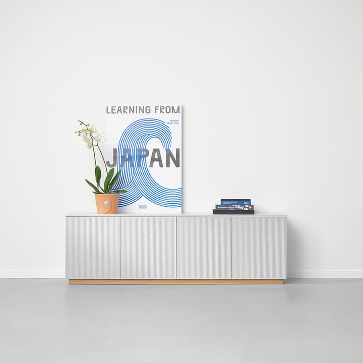 Beam sideboard, lichtgrijs, onderstel van geolied eikenhout A2
