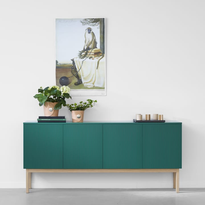 Beam sideboard, lichtgrijs, onderstel van geolied eikenhout A2