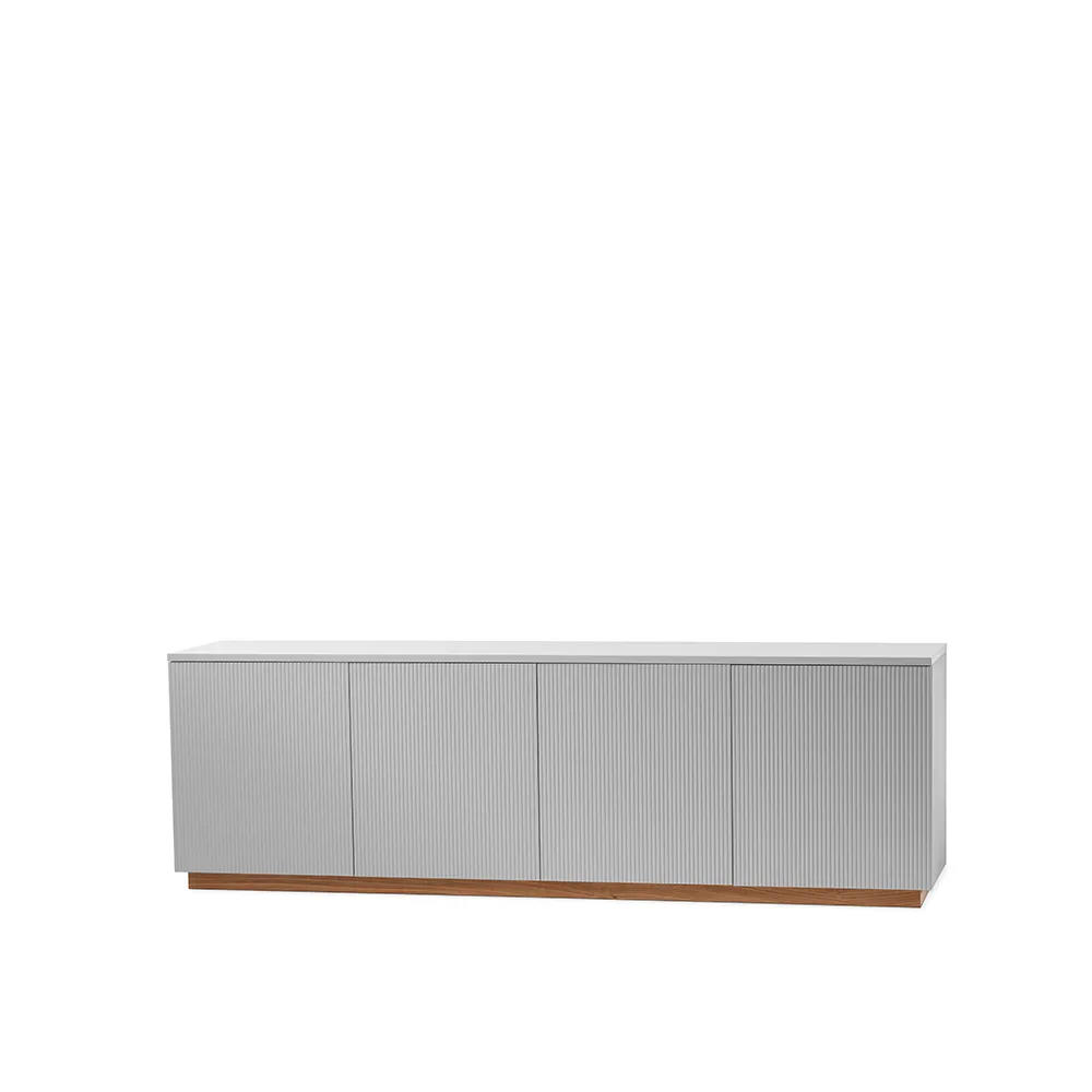 Beam sideboard, lichtgrijs, sokkel van geolied eikenhout A2