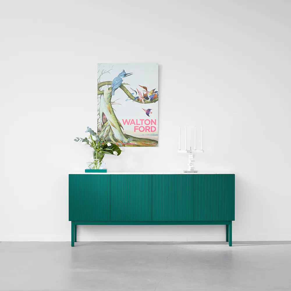 Beam sideboard, witte lak, sokkel van geolied eikenhout A2
