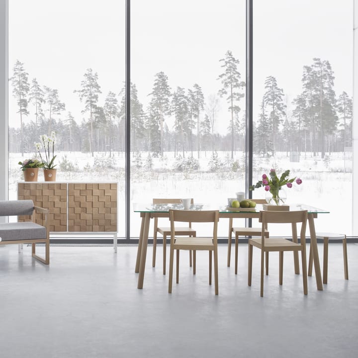 Corners eettafel, witgeolied eikenhout, glas A2