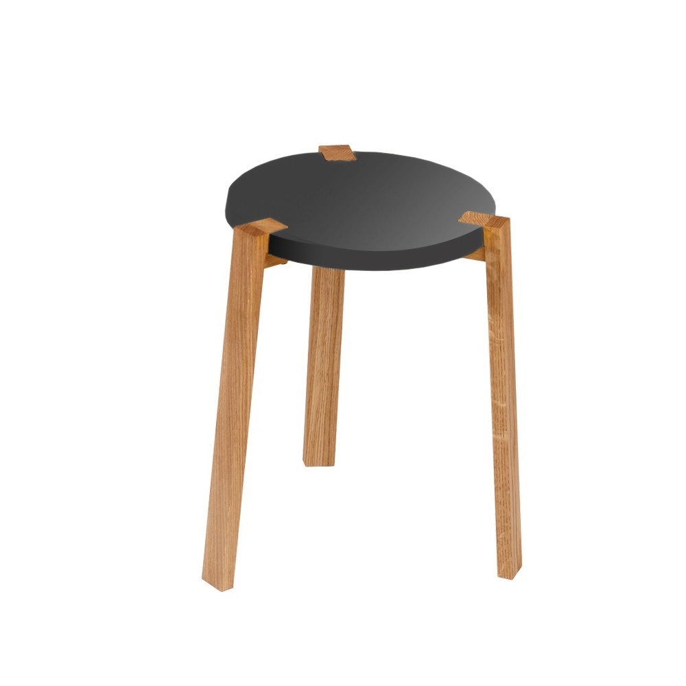 A2 Happy Kruk grijs, eikenhouten poten | Scandinavisch Interieur | Krukjes & Poefs | Grijs