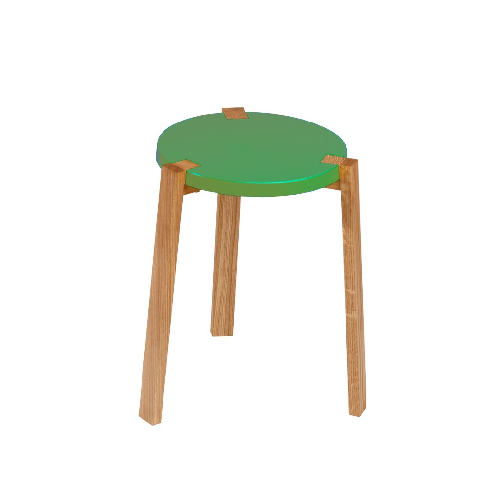 A2 Happy Kruk groen, eikenhouten poten | Scandinavisch Interieur | Krukjes & Poefs | Groen