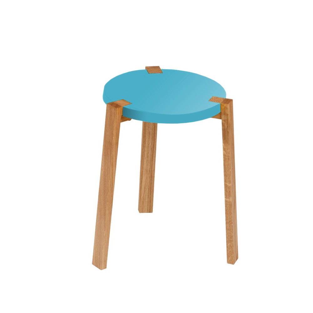 A2 Happy Kruk turquoise, eikenhouten poten