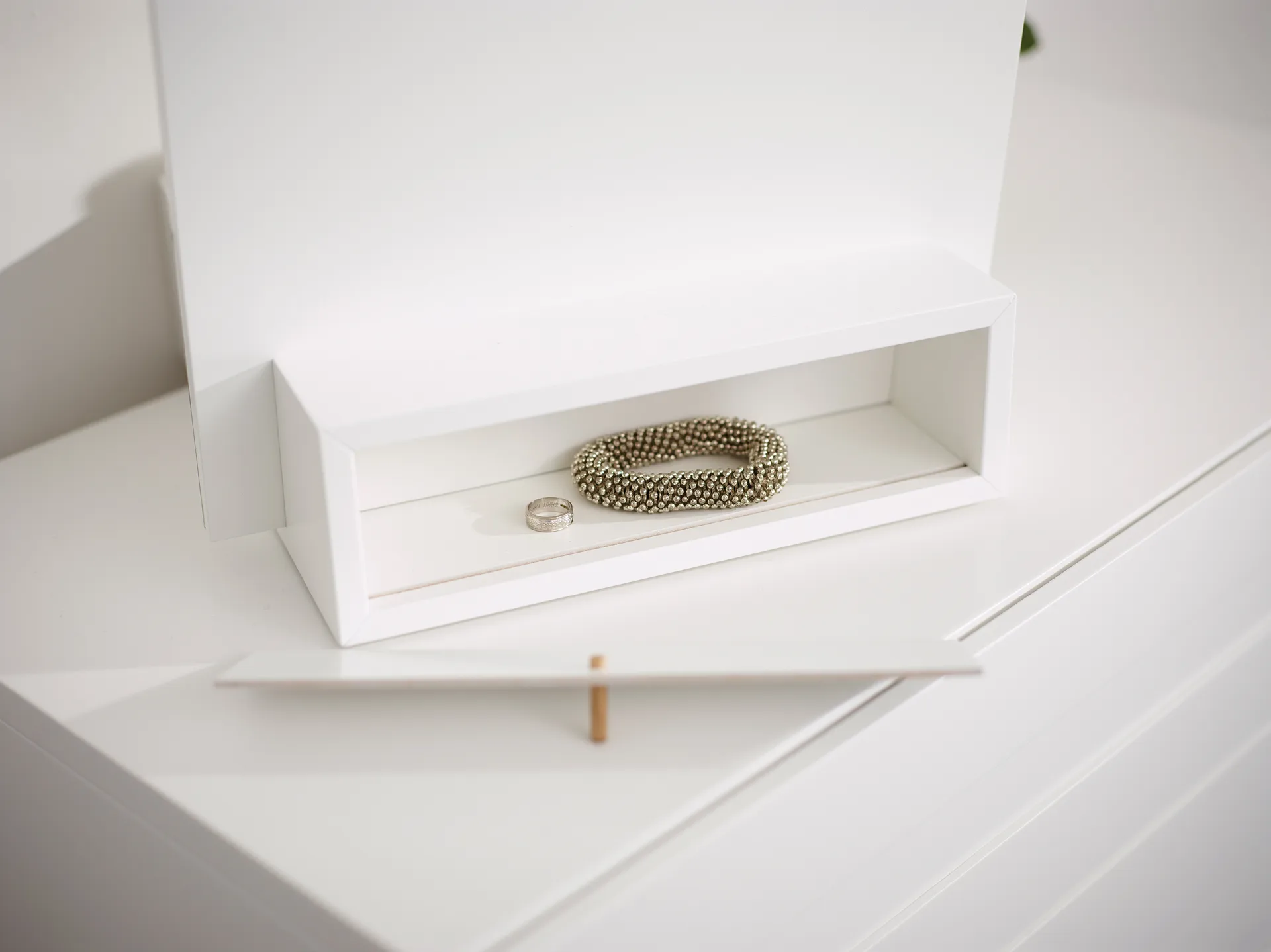 Me tafelspiegel met opbergruimte, Wit, 34x57x30 cm A2