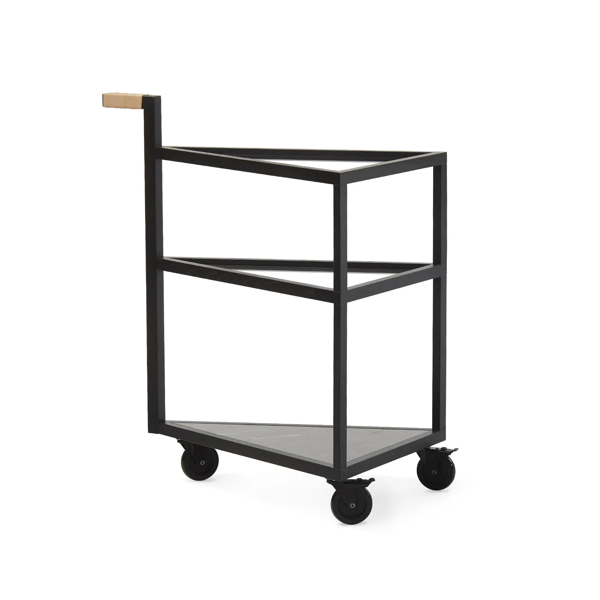 Move serveertrolley, eikenhout zwartgebeitst, big, marmer marquina, glas A2