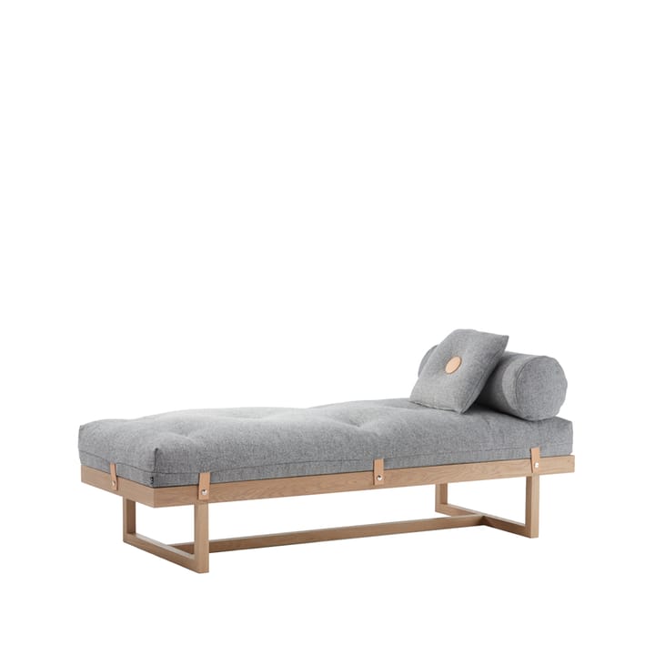 Stay daybed - stof grijs, frame in wit geolied eikenhout - A2