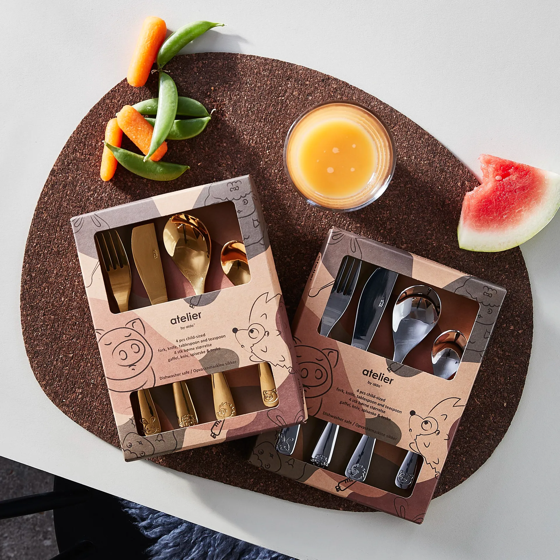 Aida kinderbestek 4-delig, Gold Aida