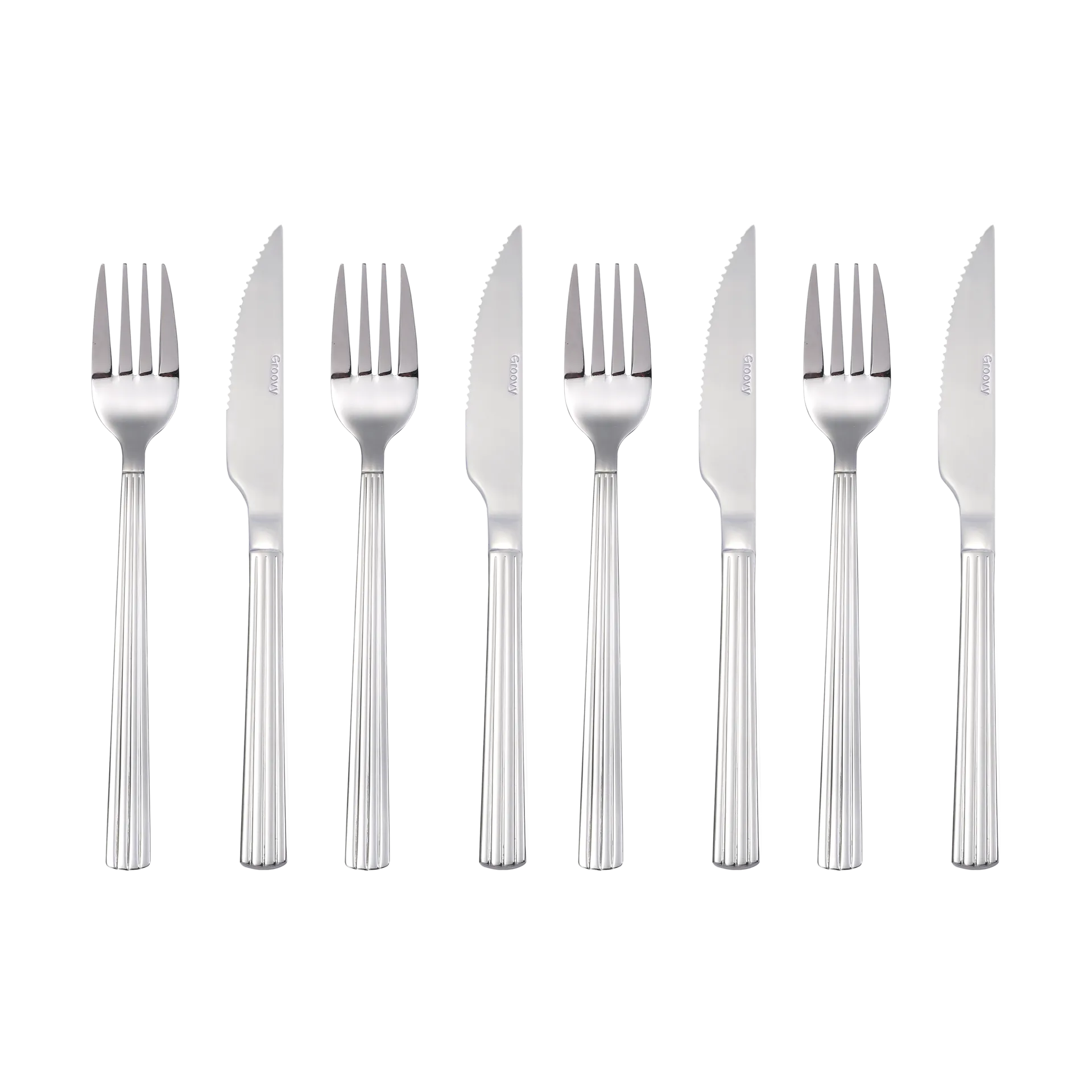 Groovy bestekset 8-delig, Roestvrij staal Aida