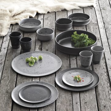 Raw bord Ø20 cm. - grijs met stippen - Aida