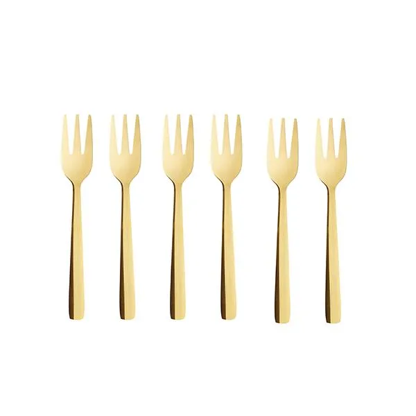 Aida Raw dessertvork 6-pack Goud | Scandinavisch Interieur | Thee- & koffielepels | Goudkleurig