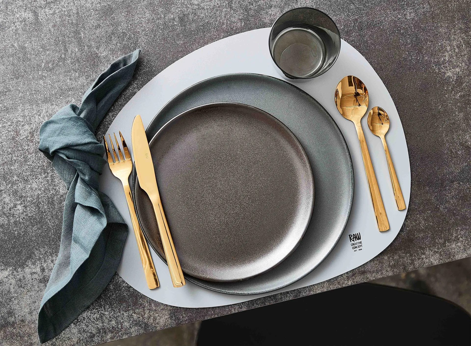 Raw dinervork 4-pack, Goud Aida