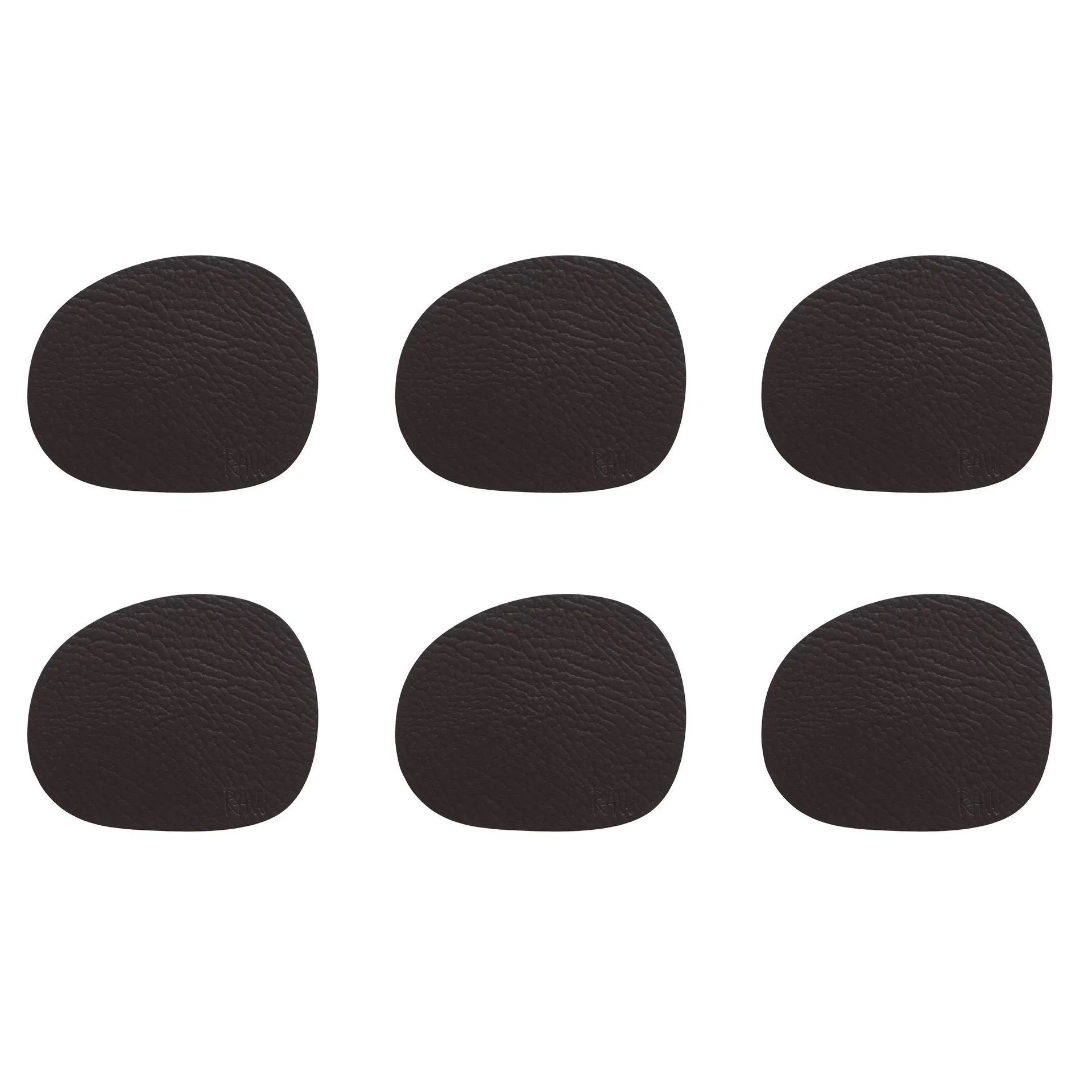 Raw glasonderzetters leer 6-pack, Brown buffalo (bruin) Aida