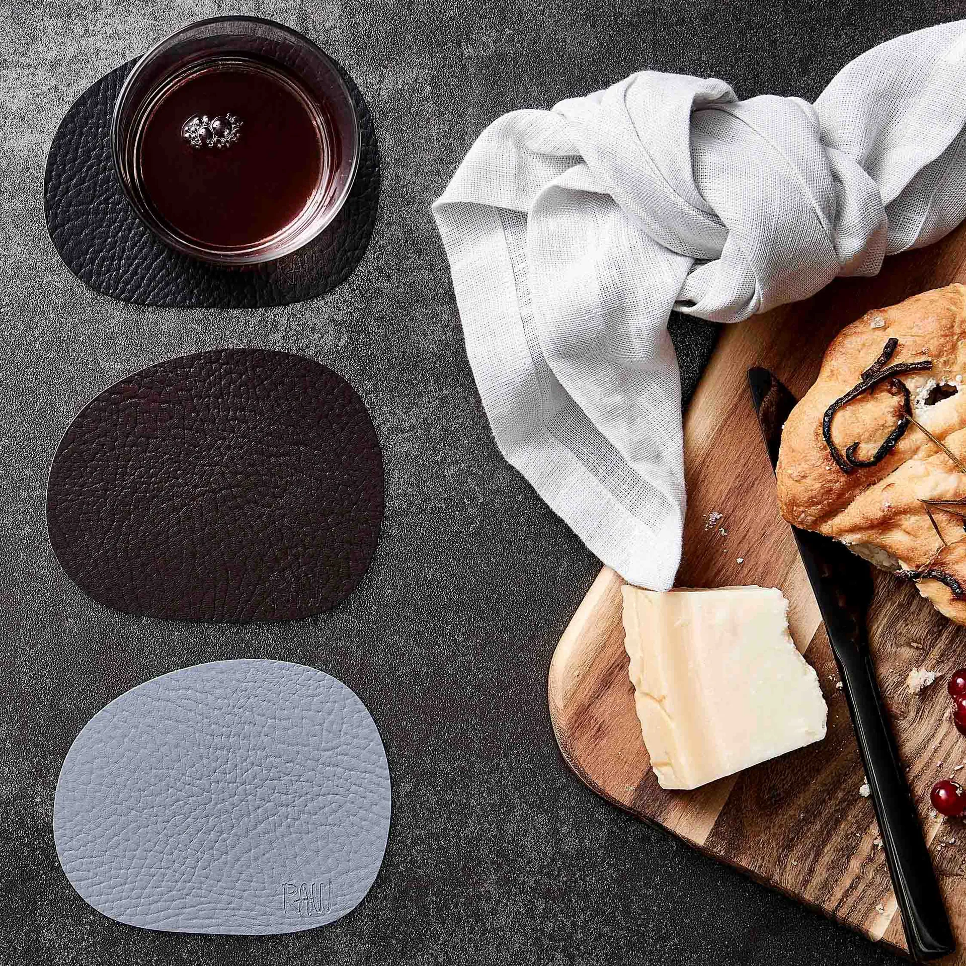 Raw glasonderzetters leer 6-pack, Brown buffalo (bruin) Aida