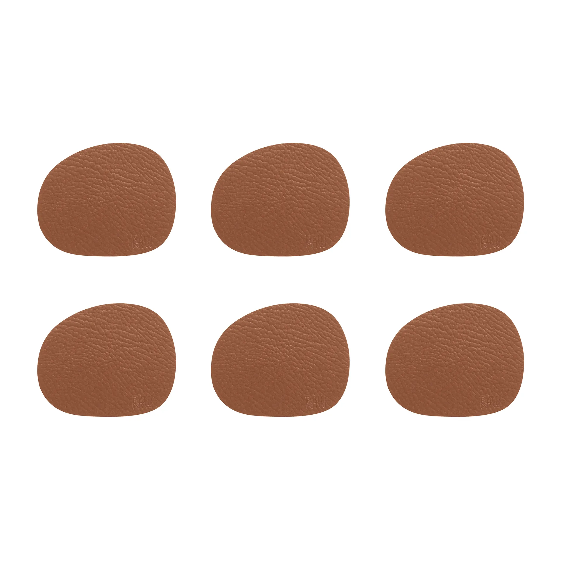 Raw glasonderzetters leer 6-pack, Cinnamon brown (bruin) Aida