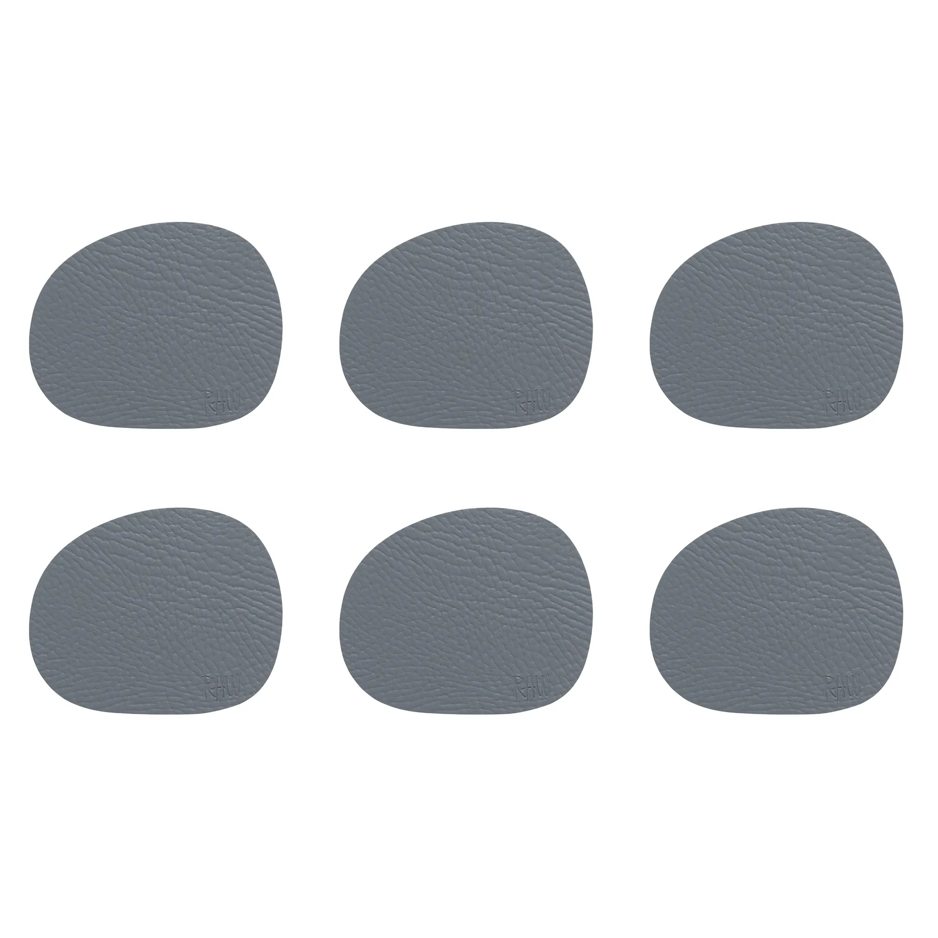 Raw glasonderzetters leer 6-pack, Grey buffalo (grijs) Aida