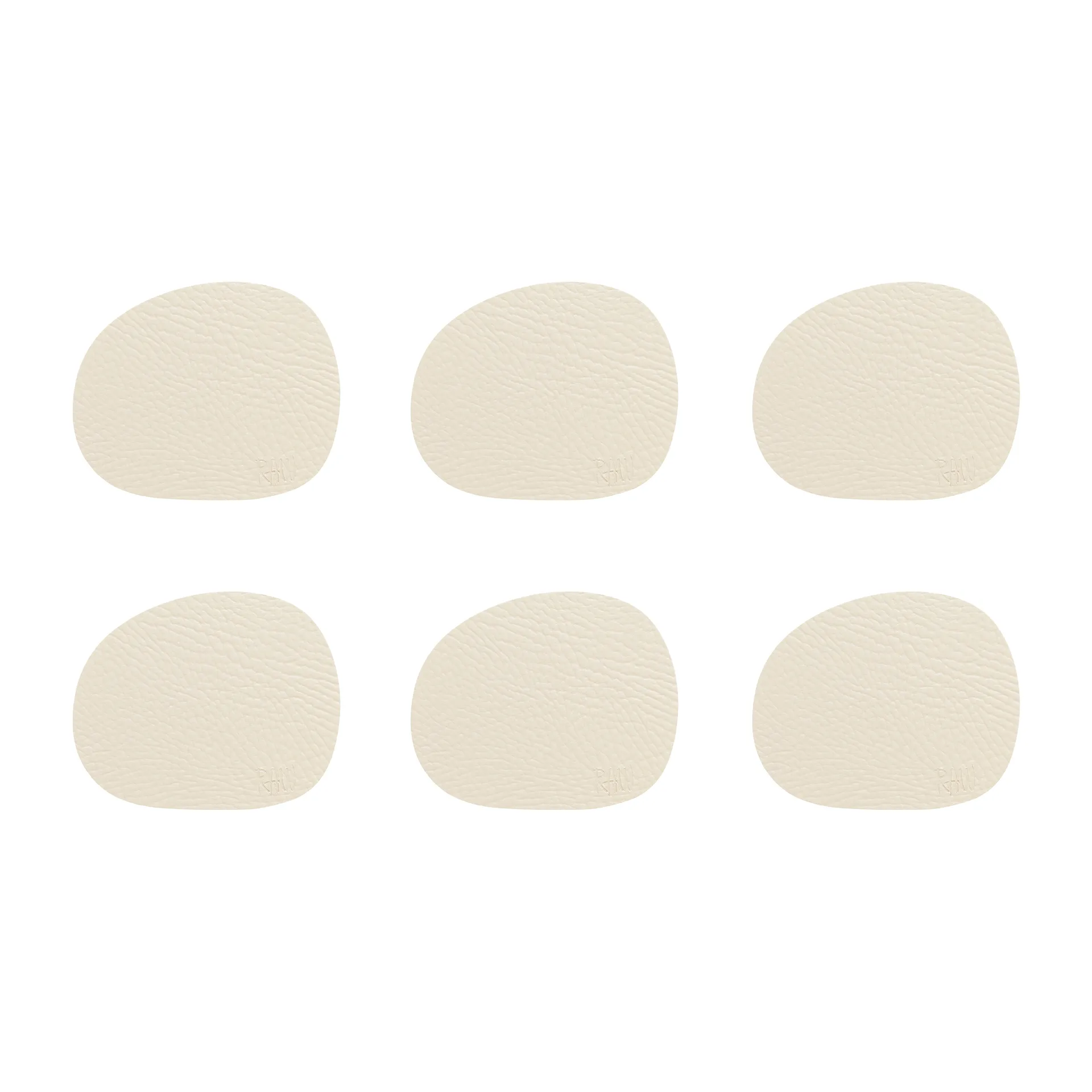 Raw glasonderzetters leer 6-pack, Wam nude (beige) Aida
