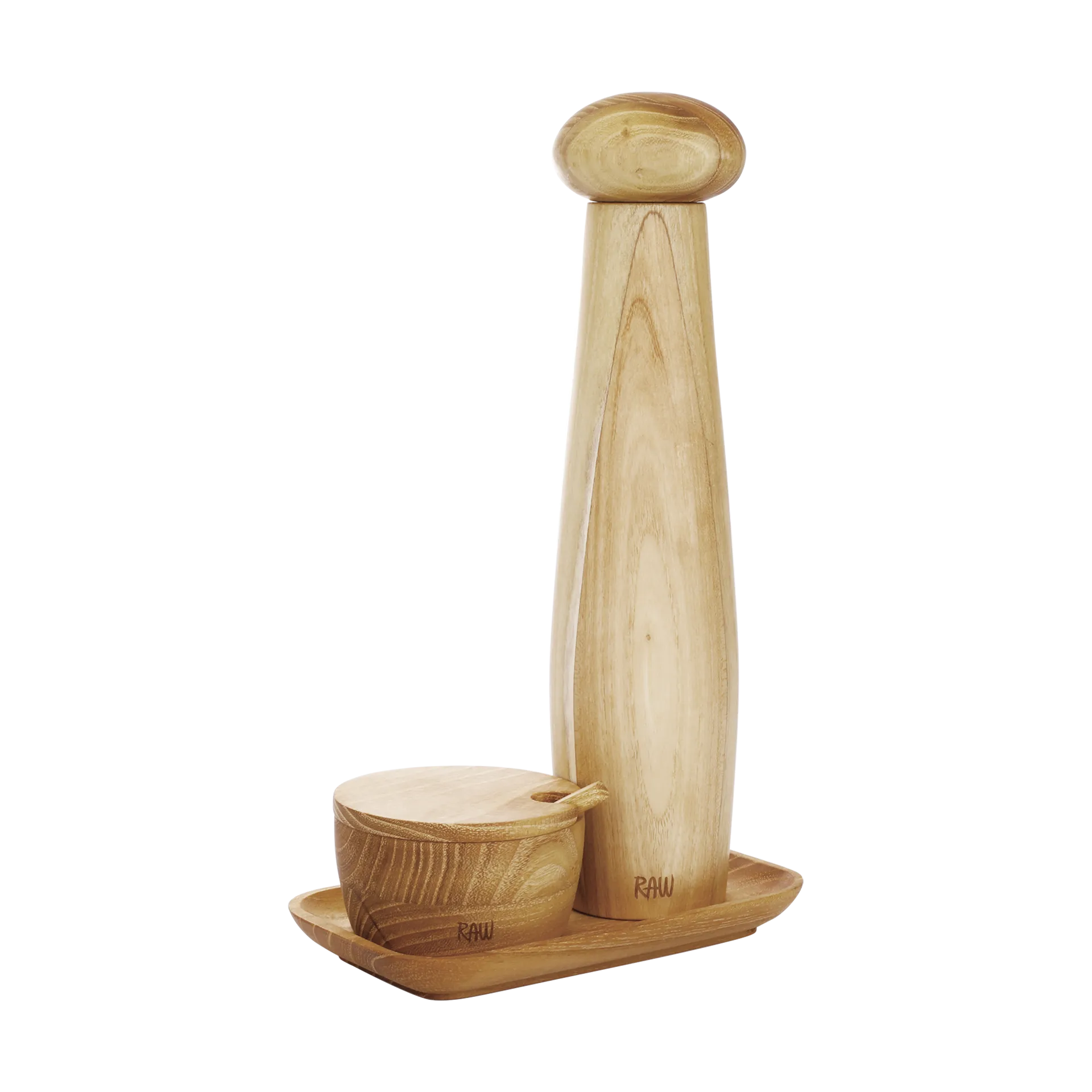 Raw keramische pepermolen zoutkom & schaal 3-delig, Teak Aida