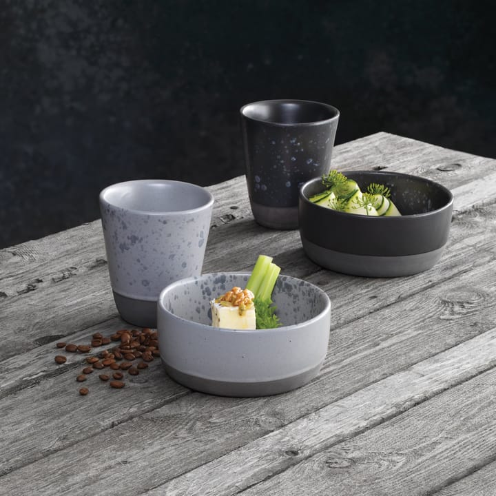 Raw mok dubbelwandig 25 cl., zwart met stippen Aida
