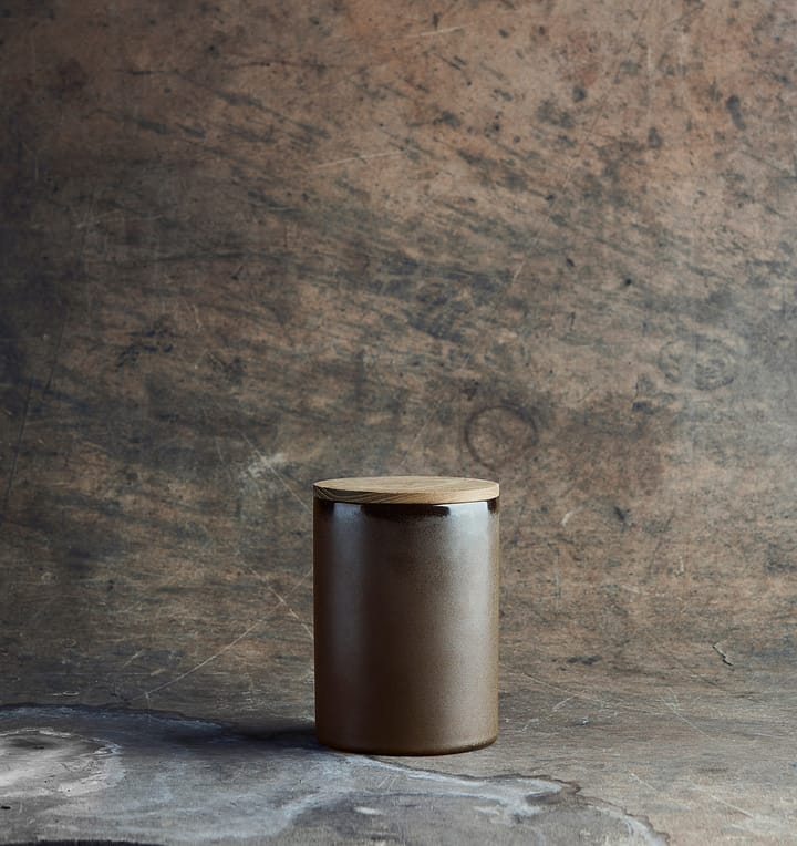 Raw opbergpot met deksel 15 cm, Metallic brown Aida