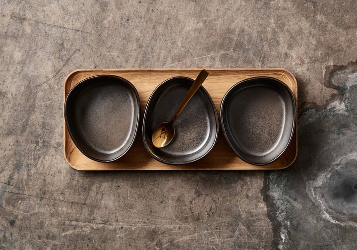 Raw Organic kommenset met houten plateau, Metallic Brown Aida