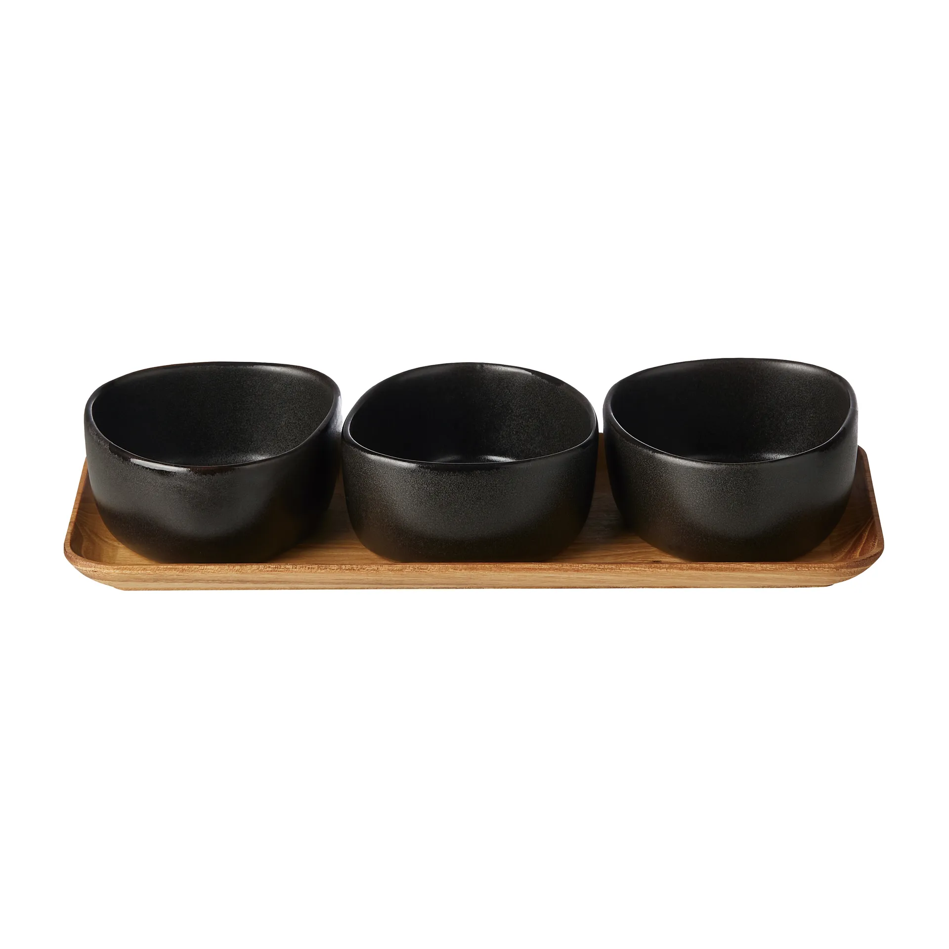 Raw Organic kommenset met houten plateau, Titanium Black Aida