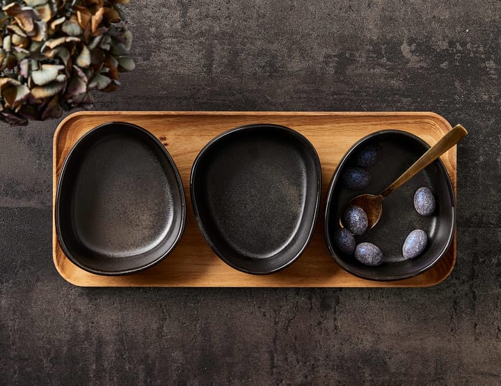 Raw Organic kommenset met houten plateau, Titanium Black Aida