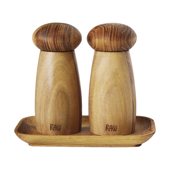 Raw peper- & zoutmolen incl. dienblad - Teak - Aida