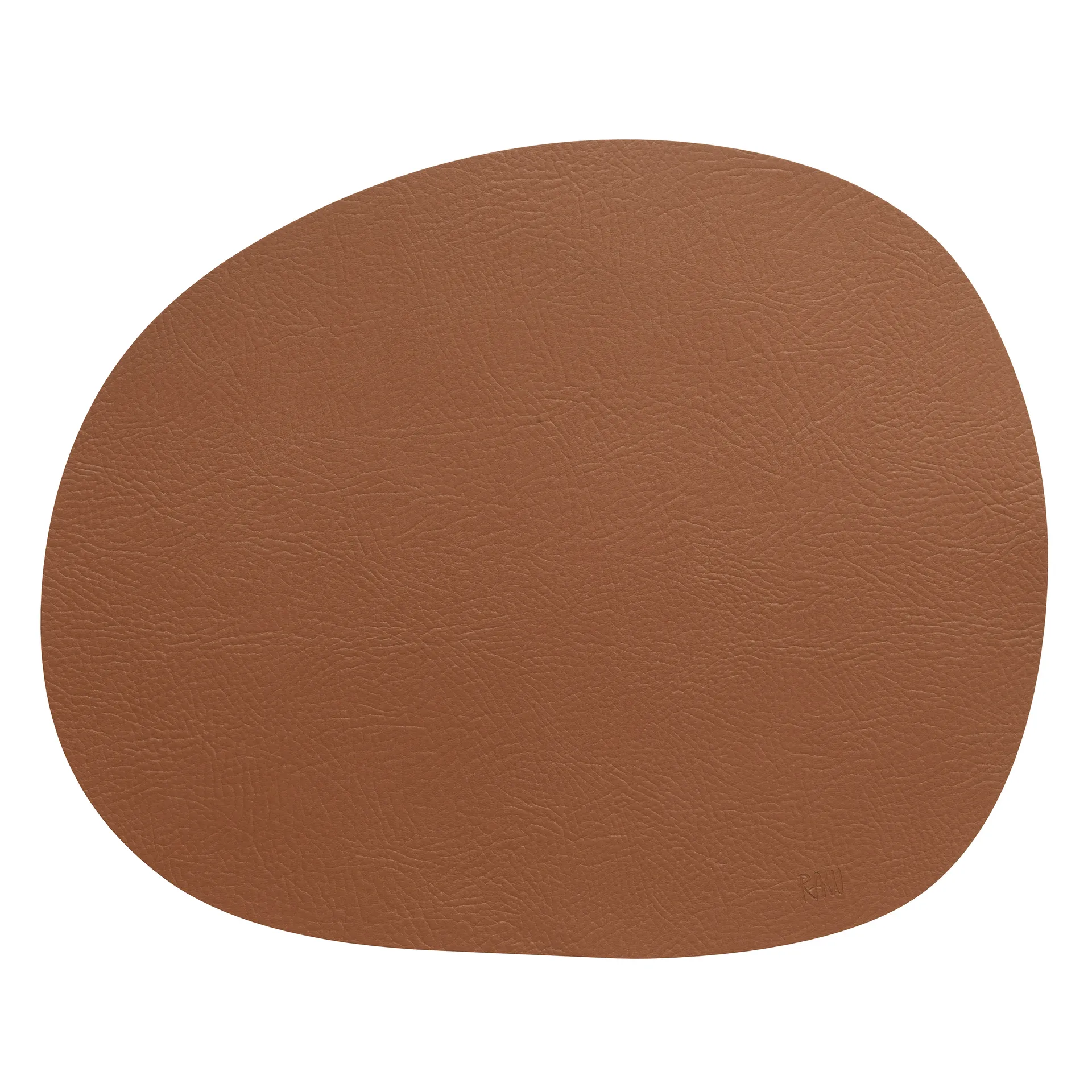 Raw placemat leer, Cinnamon brown buffalo Aida