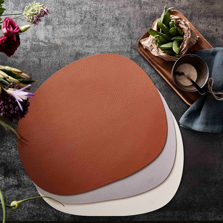 Raw placemat leer, Cinnamon brown buffalo Aida