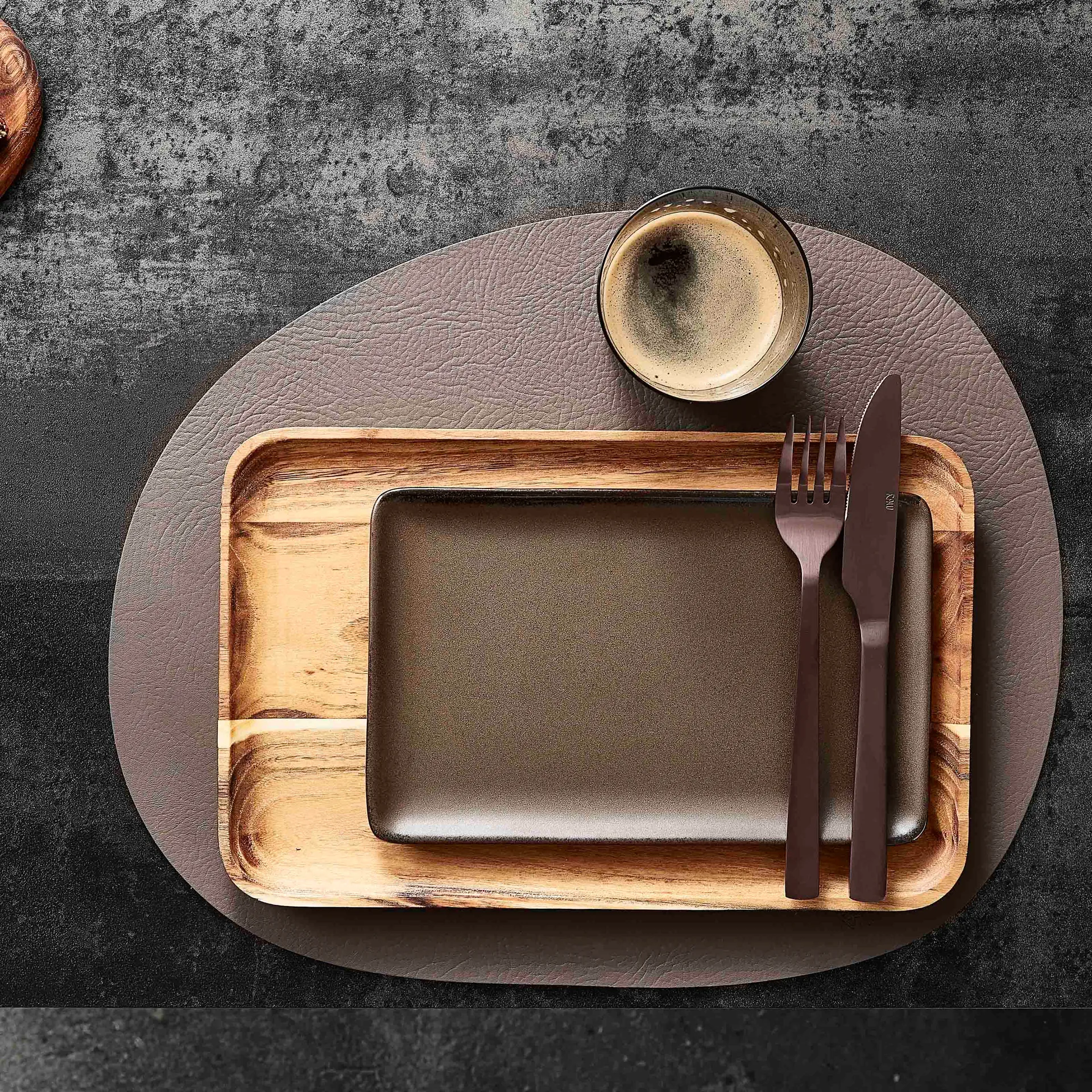 Raw placemat leer, Dusty rose buffalo Aida