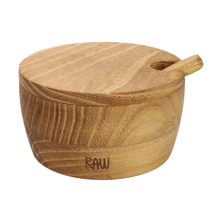 Raw zoutkom inclusief lepel en deksel - Teak - Aida