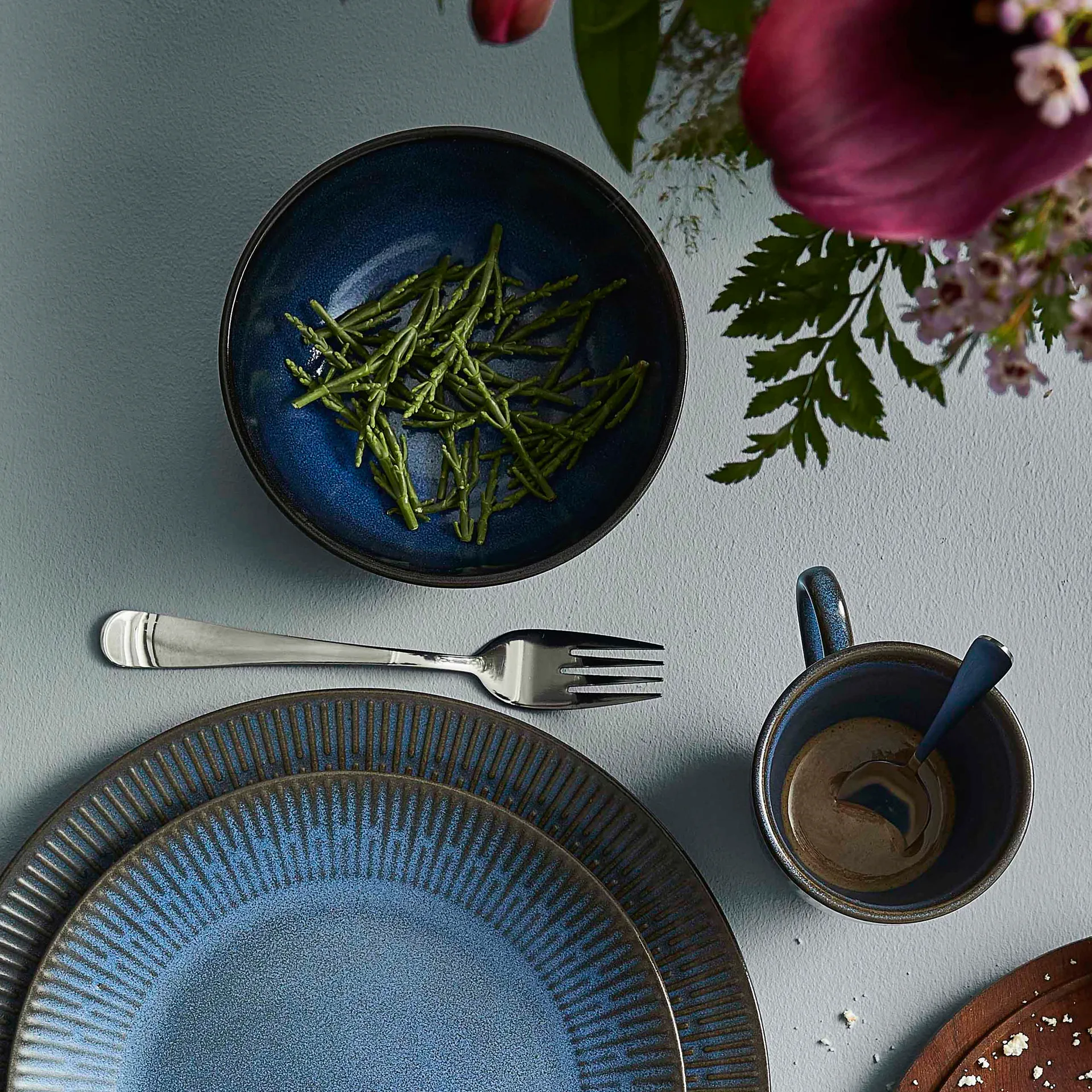 Relief kom Ø14 cm, Blauw Aida