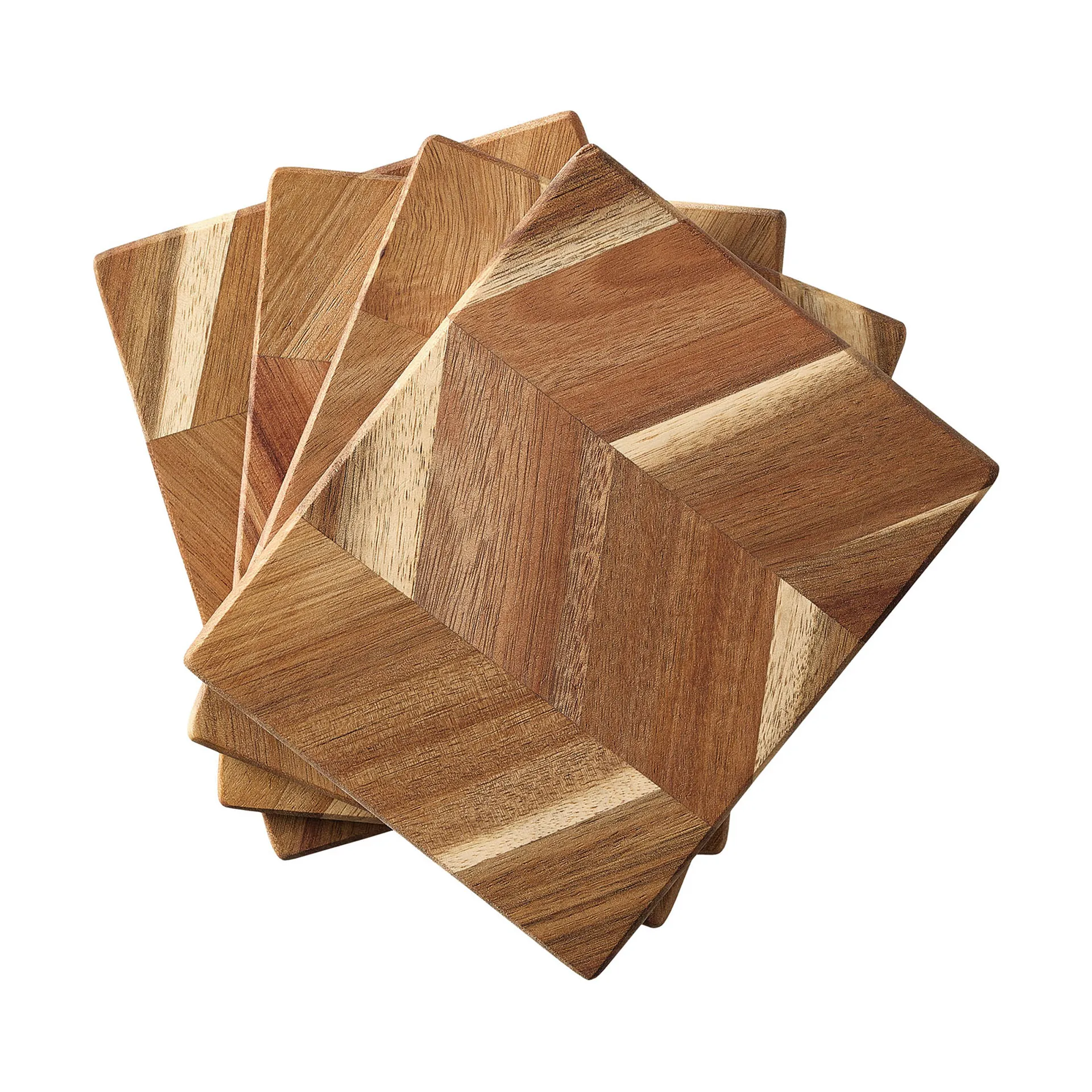 Snijplank visgraatpatroon 12x15 cm 4-pack, Acaciahout Aida