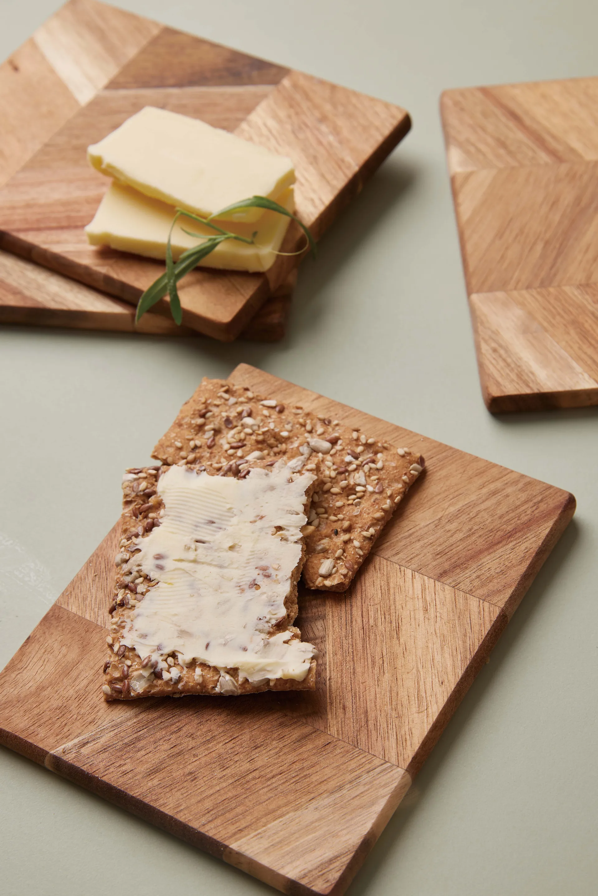 Snijplank visgraatpatroon 12x15 cm 4-pack, Acaciahout Aida