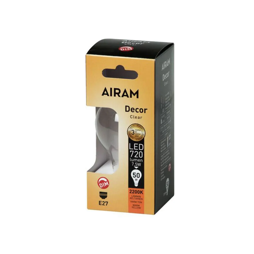 Airam Filament LED-normale lichtbron, Klar-4 filament-dimbare e27-8w Airam