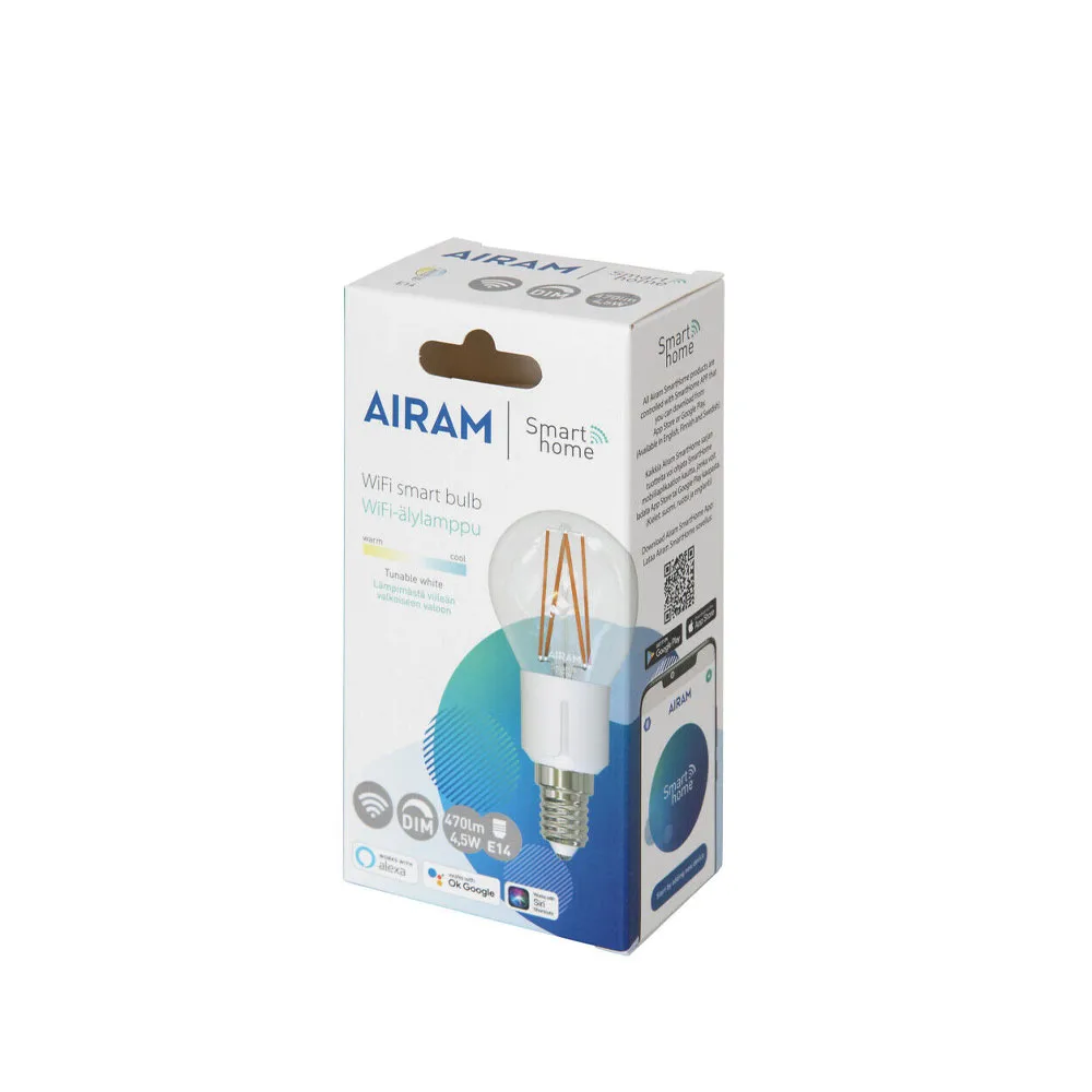 Airam Slimme Thuis Filament LED-bol lichtbron, helder e14, 5w Airam