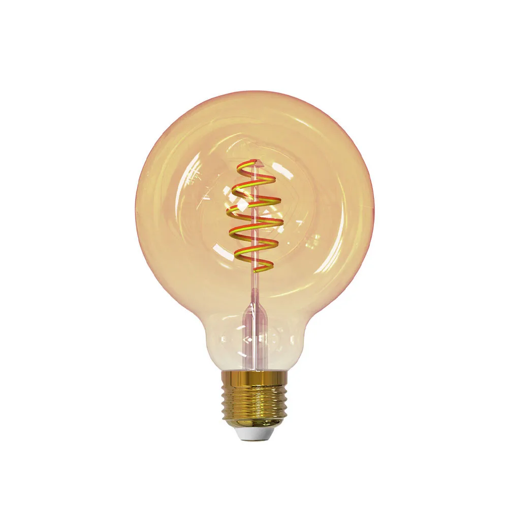 Airam Slimme Thuis Filament LED-globe lichtbron, amber, 95mm, spiraal e27, 6w Airam