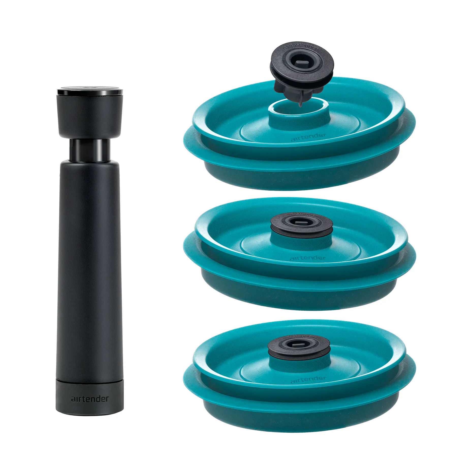 Airtender Nanostoppers - 6 extra wijnstoppers - Vacuüm indicator - Lekvrij