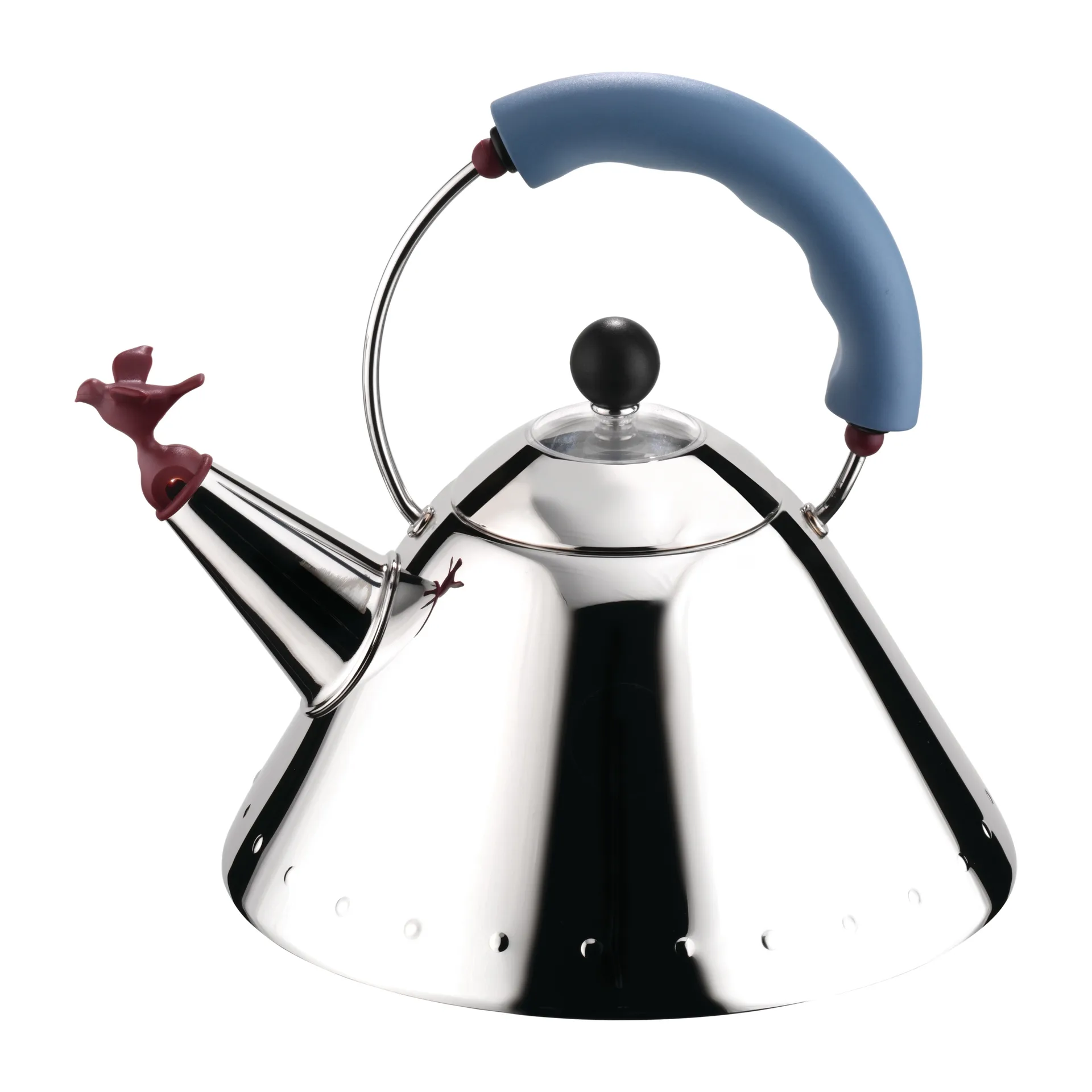 Alessi 9093 fluitketel, Lichtblauw-vogel Alessi