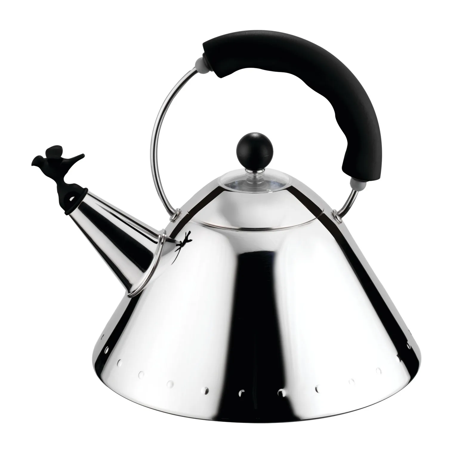 Alessi 9093 fluitketel, Zwart-vogel Alessi