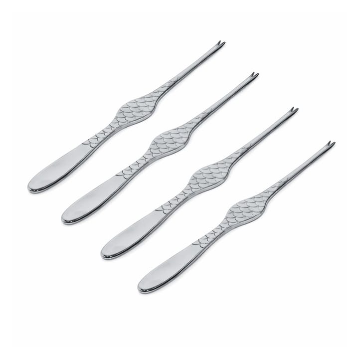 Colombina Fish schaaldiervork 4-pack - Roestvrij staal - Alessi