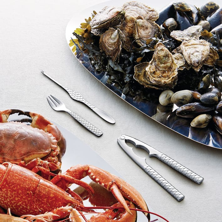 Colombina Fish schaaldiervork 4-pack, Roestvrij staal Alessi
