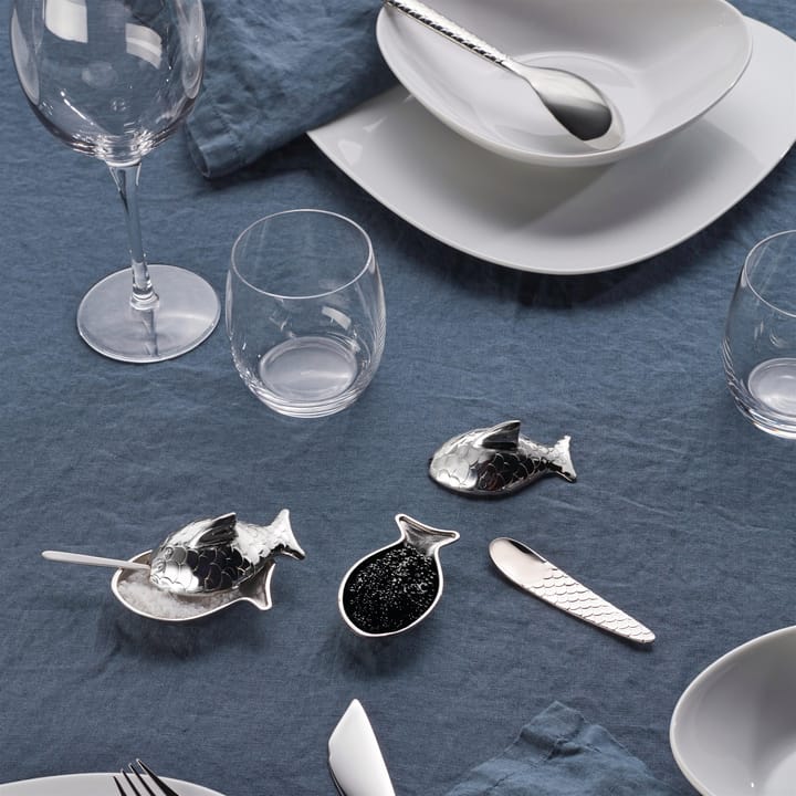 Colombina fish zoutvat, roestvrij staal Alessi
