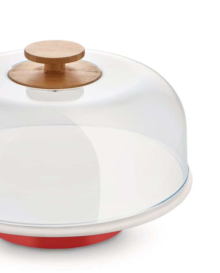 Mattina taartschotel met glazen stolp, Rood Alessi