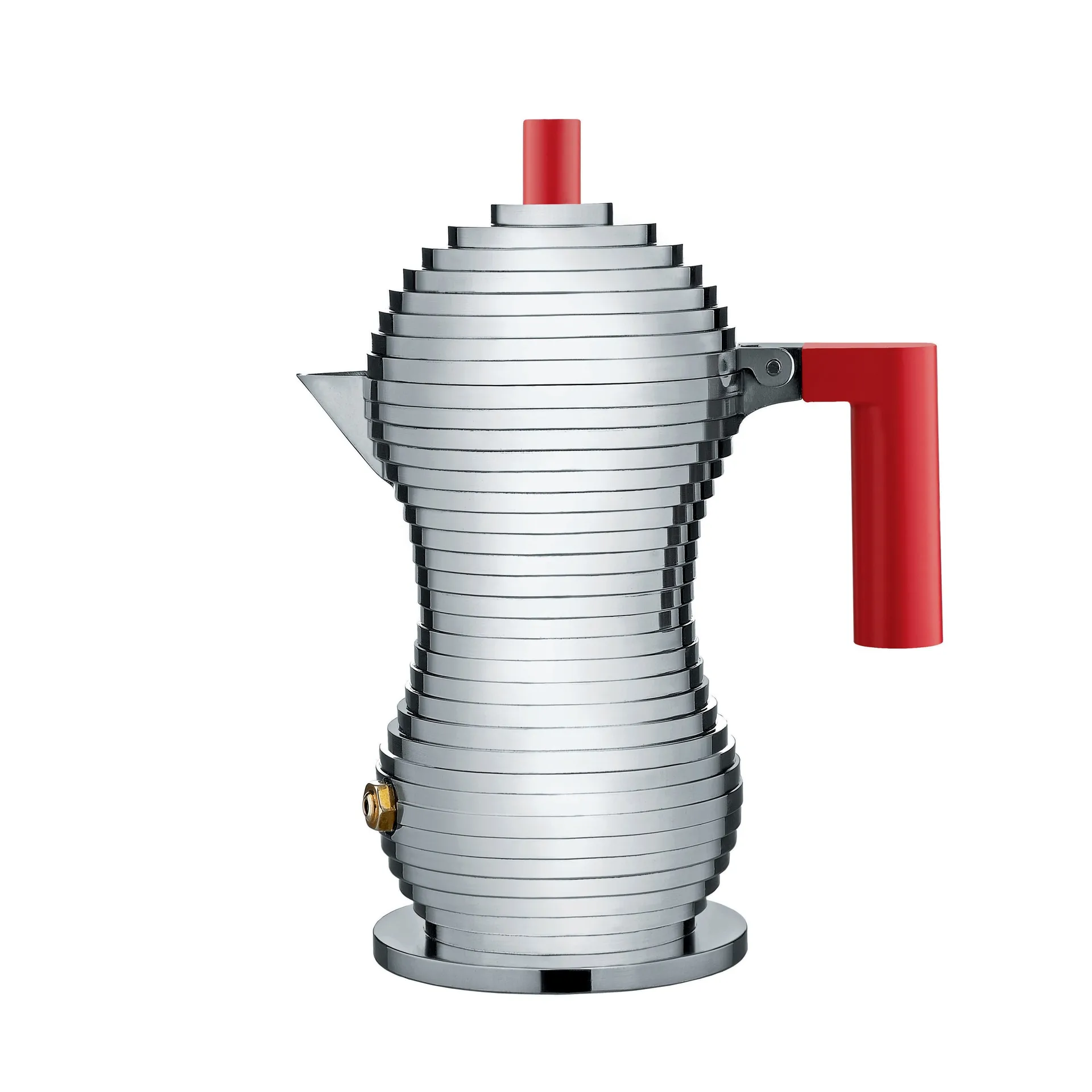 Pulcina espressomaker 3 koppen, rood handvat Alessi